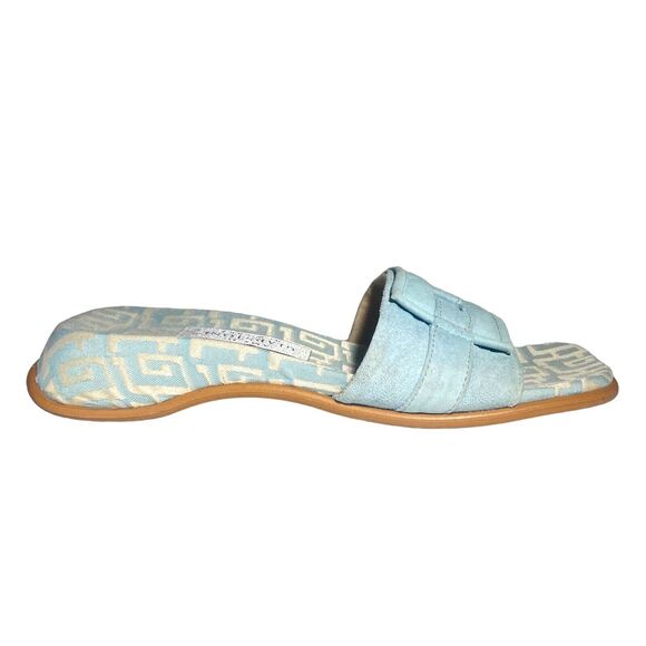 Amy Jo Gladstone Women's Flat Sandals Slides Light Blue Suede Size 7 38 Slip On - Picture 4 of 9